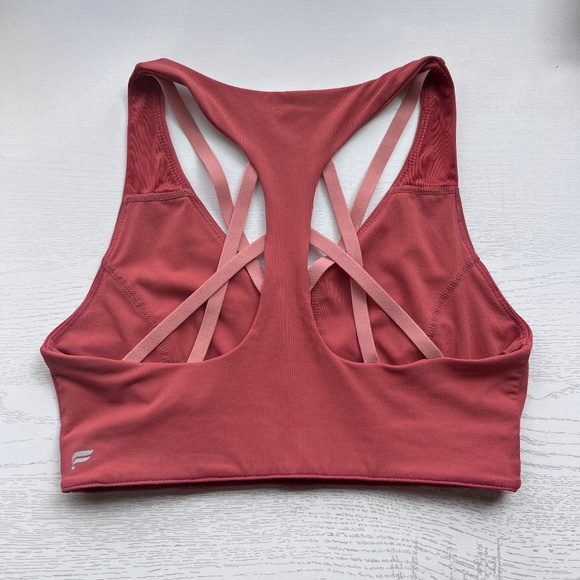 Fabletics High Impact Sports Bra Strappy Criss Cross Back Dusty Cedar Blossom - Picture 4 of 12